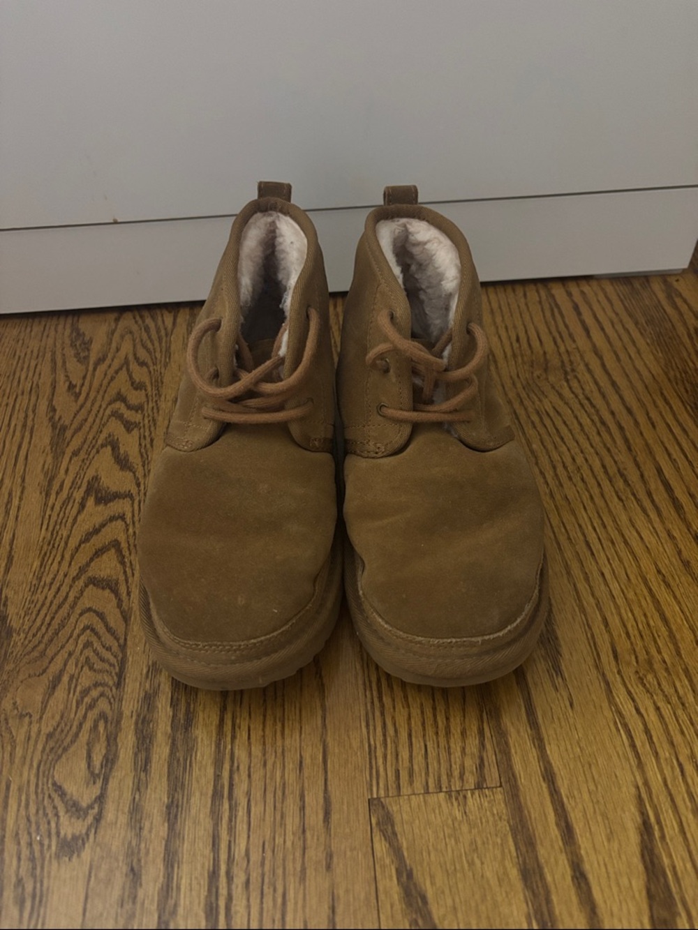 Suede Lace-Up Ankle Boots in Brown